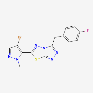 molecular formula C14H10BrFN6S B11049910 6-(4-bromo-1-methyl-1H-pyrazol-5-yl)-3-(4-fluorobenzyl)[1,2,4]triazolo[3,4-b][1,3,4]thiadiazole 