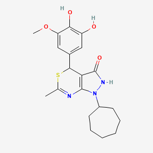 1-cycloheptyl-4-(3,4-dihydroxy-5-methoxyphenyl)-6-methyl-1,4-dihydropyrazolo[3,4-d][1,3]thiazin-3(2H)-one