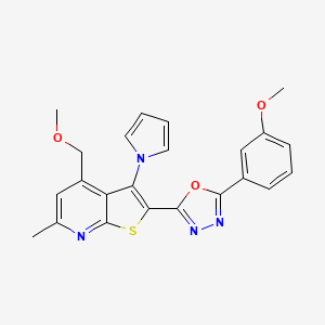 molecular formula C23H20N4O3S B11049937 4-(methoxymethyl)-2-[5-(3-methoxyphenyl)-1,3,4-oxadiazol-2-yl]-6-methyl-3-(1H-pyrrol-1-yl)thieno[2,3-b]pyridine 