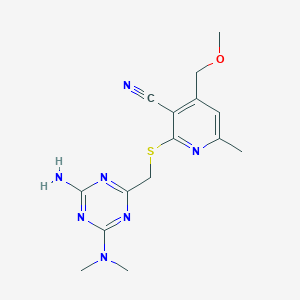 2-(([4-Amino-6-(dimethylamino)-1,3,5-triazin-2-yl]methyl)sulfanyl)-4-(methoxymethyl)-6-methylpyridine-3-carbonitrile