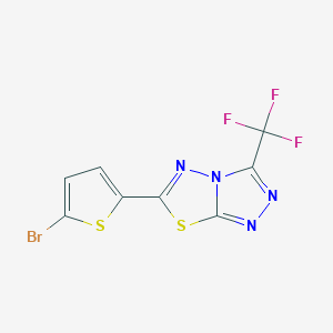 molecular formula C8H2BrF3N4S2 B11050008 6-(5-Bromothiophen-2-yl)-3-(trifluoromethyl)[1,2,4]triazolo[3,4-b][1,3,4]thiadiazole 