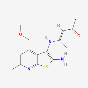 molecular formula C15H19N3O2S B11050016 (3E)-4-{[2-amino-4-(methoxymethyl)-6-methylthieno[2,3-b]pyridin-3-yl]amino}pent-3-en-2-one 