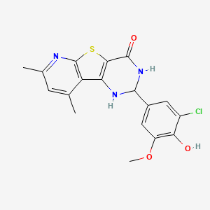 molecular formula C18H16ClN3O3S B11050043 4-(3-chloro-4-hydroxy-5-methoxyphenyl)-11,13-dimethyl-8-thia-3,5,10-triazatricyclo[7.4.0.02,7]trideca-1(9),2(7),10,12-tetraen-6-one 