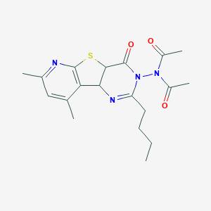 molecular formula C19H24N4O3S B11050061 N-acetyl-N-(4-butyl-11,13-dimethyl-6-oxo-8-thia-3,5,10-triazatricyclo[7.4.0.02,7]trideca-1(9),3,10,12-tetraen-5-yl)acetamide 