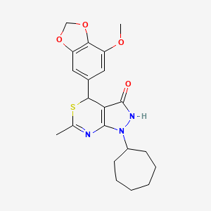 1-cycloheptyl-4-(7-methoxy-1,3-benzodioxol-5-yl)-6-methyl-1,4-dihydropyrazolo[3,4-d][1,3]thiazin-3(2H)-one