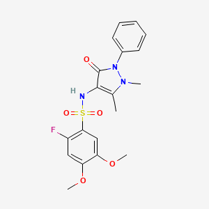 N-(1,5-dimethyl-3-oxo-2-phenyl-2,3-dihydro-1H-pyrazol-4-yl)-2-fluoro-4,5-dimethoxybenzenesulfonamide