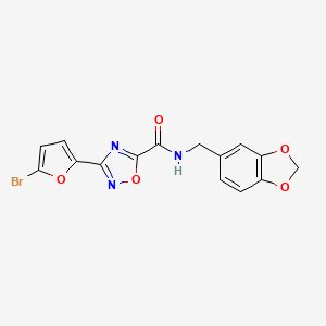 N-(1,3-benzodioxol-5-ylmethyl)-3-(5-bromofuran-2-yl)-1,2,4-oxadiazole-5-carboxamide