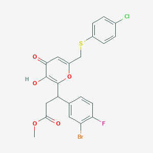 methyl 3-(3-bromo-4-fluorophenyl)-3-(6-{[(4-chlorophenyl)sulfanyl]methyl}-3-hydroxy-4-oxo-4H-pyran-2-yl)propanoate