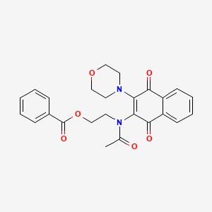 molecular formula C25H24N2O6 B11050549 2-{Acetyl[3-(morpholin-4-yl)-1,4-dioxo-1,4-dihydronaphthalen-2-yl]amino}ethyl benzoate 