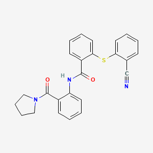 molecular formula C25H21N3O2S B11051806 2-[(2-cyanophenyl)sulfanyl]-N-[2-(pyrrolidin-1-ylcarbonyl)phenyl]benzamide 