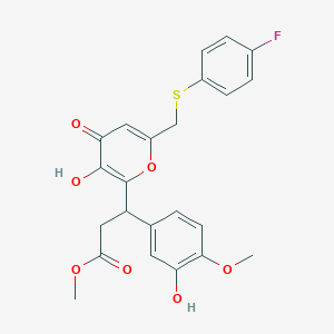 methyl 3-(6-{[(4-fluorophenyl)sulfanyl]methyl}-3-hydroxy-4-oxo-4H-pyran-2-yl)-3-(3-hydroxy-4-methoxyphenyl)propanoate