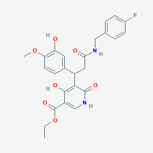 Ethyl 5-{3-[(4-fluorobenzyl)amino]-1-(3-hydroxy-4-methoxyphenyl)-3-oxopropyl}-4-hydroxy-6-oxo-1,6-dihydropyridine-3-carboxylate