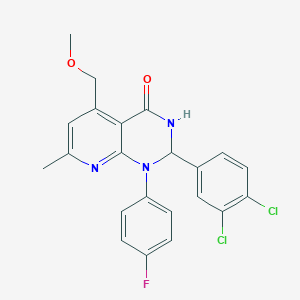 molecular formula C22H18Cl2FN3O2 B11054215 2-(3,4-dichlorophenyl)-1-(4-fluorophenyl)-5-(methoxymethyl)-7-methyl-2,3-dihydropyrido[2,3-d]pyrimidin-4(1H)-one 