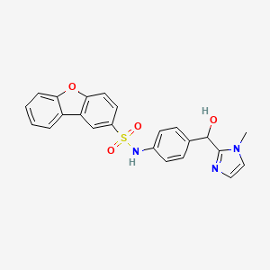 molecular formula C23H19N3O4S B11054247 N-{4-[hydroxy(1-methyl-1H-imidazol-2-yl)methyl]phenyl}dibenzo[b,d]furan-2-sulfonamide 