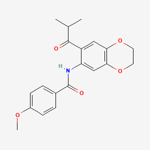 4-methoxy-N-[7-(2-methylpropanoyl)-2,3-dihydro-1,4-benzodioxin-6-yl]benzamide