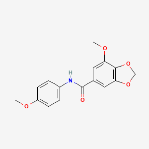 molecular formula C16H15NO5 B11054267 7-Methoxy-N-(4-methoxyphenyl)-2H-1,3-benzodioxole-5-carboxamide 