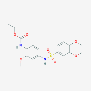 molecular formula C18H20N2O7S B11054277 Ethyl {4-[(2,3-dihydro-1,4-benzodioxin-6-ylsulfonyl)amino]-2-methoxyphenyl}carbamate 