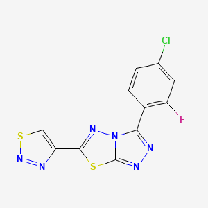 molecular formula C11H4ClFN6S2 B11054289 3-(4-Chloro-2-fluorophenyl)-6-(1,2,3-thiadiazol-4-yl)[1,2,4]triazolo[3,4-b][1,3,4]thiadiazole 