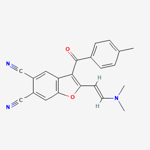 molecular formula C22H17N3O2 B11054318 2-[(E)-2-(dimethylamino)ethenyl]-3-[(4-methylphenyl)carbonyl]-1-benzofuran-5,6-dicarbonitrile 