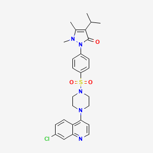 molecular formula C27H30ClN5O3S B11054341 2-(4-{[4-(7-chloroquinolin-4-yl)piperazin-1-yl]sulfonyl}phenyl)-1,5-dimethyl-4-(propan-2-yl)-1,2-dihydro-3H-pyrazol-3-one 