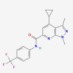 molecular formula C19H17F3N4O B11054348 4-cyclopropyl-1,3-dimethyl-N-[4-(trifluoromethyl)phenyl]-1H-pyrazolo[3,4-b]pyridine-6-carboxamide 