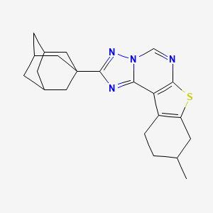 molecular formula C22H26N4S B11054352 2-(1-Adamantyl)-9-methyl-8,9,10,11-tetrahydro[1]benzothieno[3,2-E][1,2,4]triazolo[1,5-C]pyrimidine 