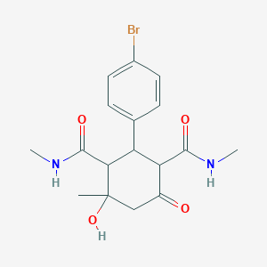 molecular formula C17H21BrN2O4 B11054362 2-(4-bromophenyl)-4-hydroxy-N,N',4-trimethyl-6-oxocyclohexane-1,3-dicarboxamide 