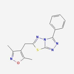 molecular formula C15H13N5OS B11054379 6-[(3,5-Dimethyl-1,2-oxazol-4-yl)methyl]-3-phenyl[1,2,4]triazolo[3,4-b][1,3,4]thiadiazole 