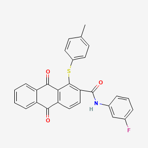 molecular formula C28H18FNO3S B11054386 N-(3-fluorophenyl)-1-[(4-methylphenyl)sulfanyl]-9,10-dioxo-9,10-dihydroanthracene-2-carboxamide 