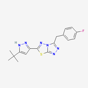 molecular formula C17H17FN6S B11054390 6-(5-tert-butyl-1H-pyrazol-3-yl)-3-(4-fluorobenzyl)[1,2,4]triazolo[3,4-b][1,3,4]thiadiazole 