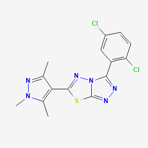 molecular formula C15H12Cl2N6S B11054391 3-(2,5-dichlorophenyl)-6-(1,3,5-trimethyl-1H-pyrazol-4-yl)[1,2,4]triazolo[3,4-b][1,3,4]thiadiazole 