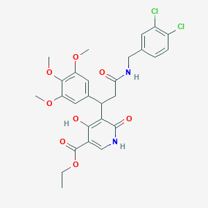 Ethyl 5-{3-[(3,4-dichlorobenzyl)amino]-3-oxo-1-(3,4,5-trimethoxyphenyl)propyl}-4-hydroxy-6-oxo-1,6-dihydropyridine-3-carboxylate