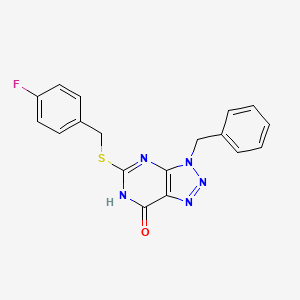 molecular formula C18H14FN5OS B11054410 3-benzyl-5-[(4-fluorobenzyl)sulfanyl]-3,6-dihydro-7H-[1,2,3]triazolo[4,5-d]pyrimidin-7-one 