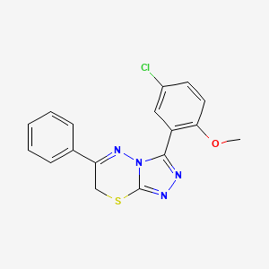 molecular formula C17H13ClN4OS B11054424 3-(5-chloro-2-methoxyphenyl)-6-phenyl-7H-[1,2,4]triazolo[3,4-b][1,3,4]thiadiazine 