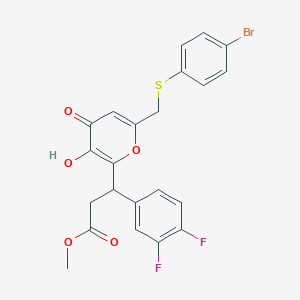 methyl 3-(6-{[(4-bromophenyl)sulfanyl]methyl}-3-hydroxy-4-oxo-4H-pyran-2-yl)-3-(3,4-difluorophenyl)propanoate