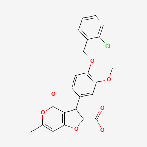 molecular formula C24H21ClO7 B11054458 methyl 3-{4-[(2-chlorobenzyl)oxy]-3-methoxyphenyl}-6-methyl-4-oxo-2,3-dihydro-4H-furo[3,2-c]pyran-2-carboxylate 