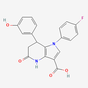 molecular formula C20H15FN2O4 B11054514 1-(4-fluorophenyl)-5-hydroxy-7-(3-hydroxyphenyl)-6,7-dihydro-1H-pyrrolo[3,2-b]pyridine-3-carboxylic acid 