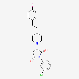 molecular formula C23H24ClFN2O2 B11054519 1-(3-Chlorophenyl)-3-{4-[2-(4-fluorophenyl)ethyl]piperidin-1-yl}pyrrolidine-2,5-dione 