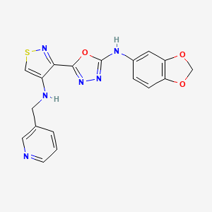 N-(1,3-Benzodioxol-5-YL)-N-(5-{4-[(3-pyridylmethyl)amino]-3-isothiazolyl}-1,3,4-oxadiazol-2-YL)amine