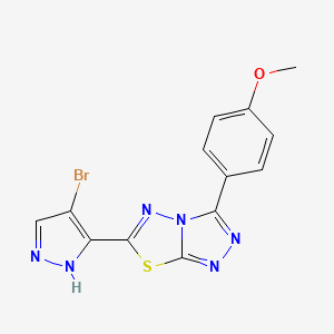 molecular formula C13H9BrN6OS B11054546 6-(4-bromo-1H-pyrazol-3-yl)-3-(4-methoxyphenyl)[1,2,4]triazolo[3,4-b][1,3,4]thiadiazole 