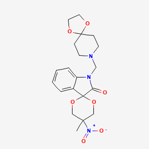 molecular formula C20H25N3O7 B11054566 1'-(1,4-dioxa-8-azaspiro[4.5]dec-8-ylmethyl)-5-methyl-5-nitrospiro[1,3-dioxane-2,3'-indol]-2'(1'H)-one 