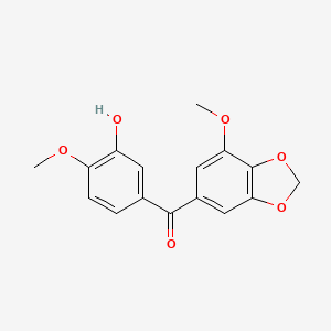 molecular formula C16H14O6 B11054577 (3-Hydroxy-4-methoxyphenyl)(7-methoxy-1,3-benzodioxol-5-yl)methanone 