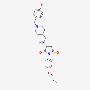 molecular formula C26H32FN3O3 B11054584 3-({[1-(4-Fluorobenzyl)piperidin-4-yl]methyl}amino)-1-(4-propoxyphenyl)pyrrolidine-2,5-dione 