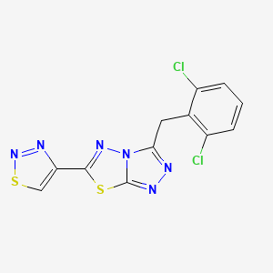 molecular formula C12H6Cl2N6S2 B11054588 3-(2,6-Dichlorobenzyl)-6-(1,2,3-thiadiazol-4-yl)[1,2,4]triazolo[3,4-b][1,3,4]thiadiazole 