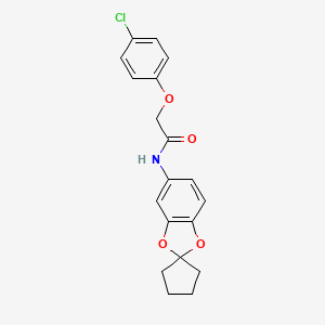 molecular formula C19H18ClNO4 B11054616 2-(4-chlorophenoxy)-N-spiro[1,3-benzodioxole-2,1'-cyclopentan]-5-ylacetamide 