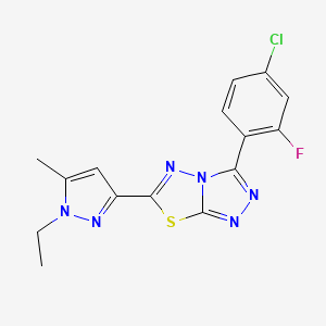 3-(4-chloro-2-fluorophenyl)-6-(1-ethyl-5-methyl-1H-pyrazol-3-yl)[1,2,4]triazolo[3,4-b][1,3,4]thiadiazole