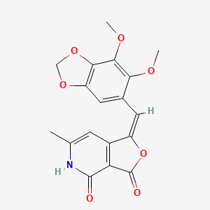 molecular formula C18H15NO7 B11054647 (1E)-1-[(6,7-dimethoxy-1,3-benzodioxol-5-yl)methylidene]-6-methylfuro[3,4-c]pyridine-3,4(1H,5H)-dione 