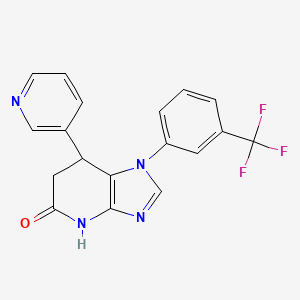 molecular formula C18H13F3N4O B11054663 7-(pyridin-3-yl)-1-[3-(trifluoromethyl)phenyl]-1,4,6,7-tetrahydro-5H-imidazo[4,5-b]pyridin-5-one 