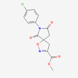 molecular formula C14H11ClN2O5 B11054700 Methyl 7-(4-chlorophenyl)-6,8-dioxo-1-oxa-2,7-diazaspiro[4.4]non-2-ene-3-carboxylate 