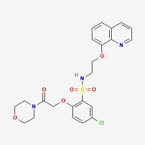 molecular formula C23H24ClN3O6S B11054706 5-chloro-2-[2-(morpholin-4-yl)-2-oxoethoxy]-N-[2-(quinolin-8-yloxy)ethyl]benzenesulfonamide 